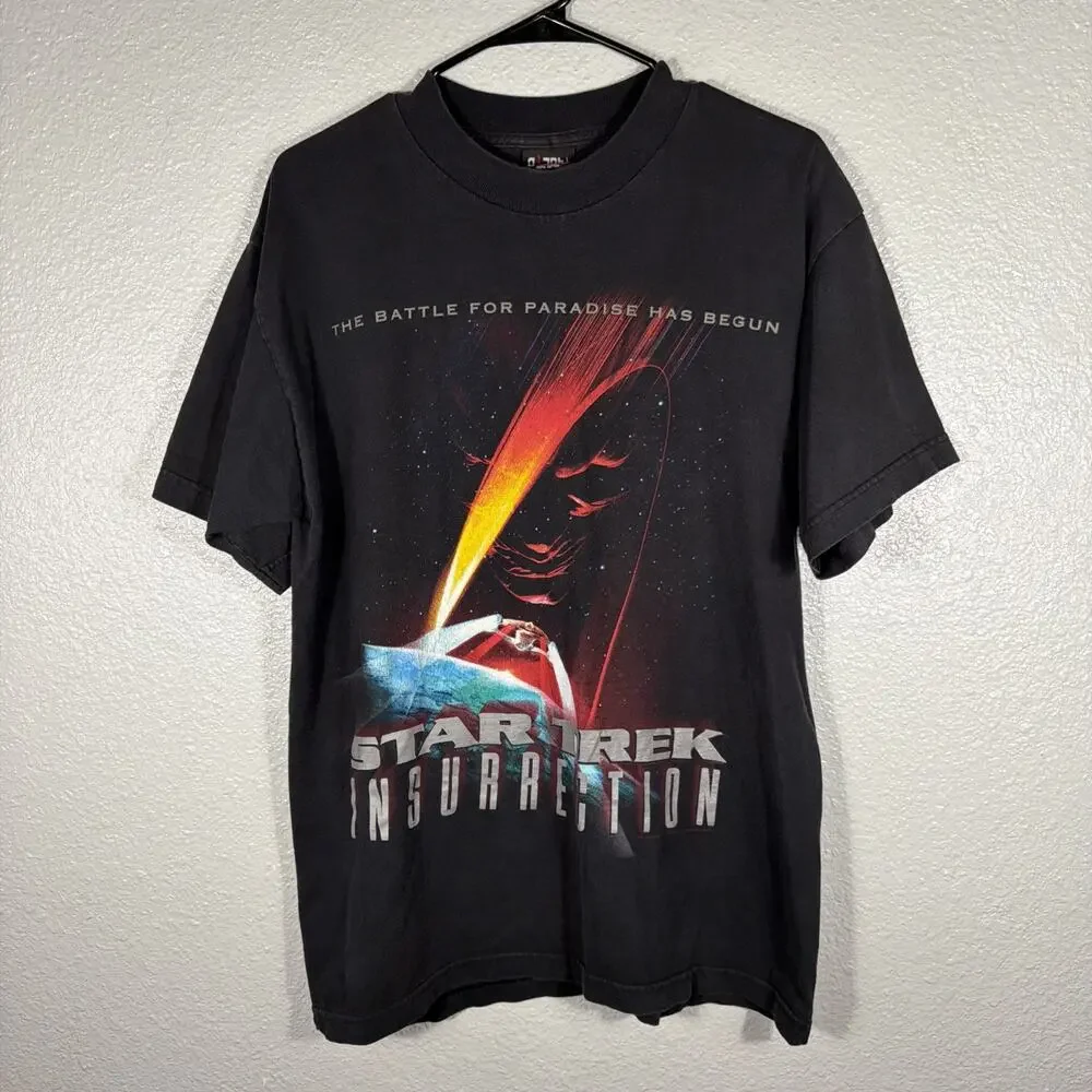 Vintage Star Trek Insurrection Shirt Mens Large Black Movie Graphic 90s Giant